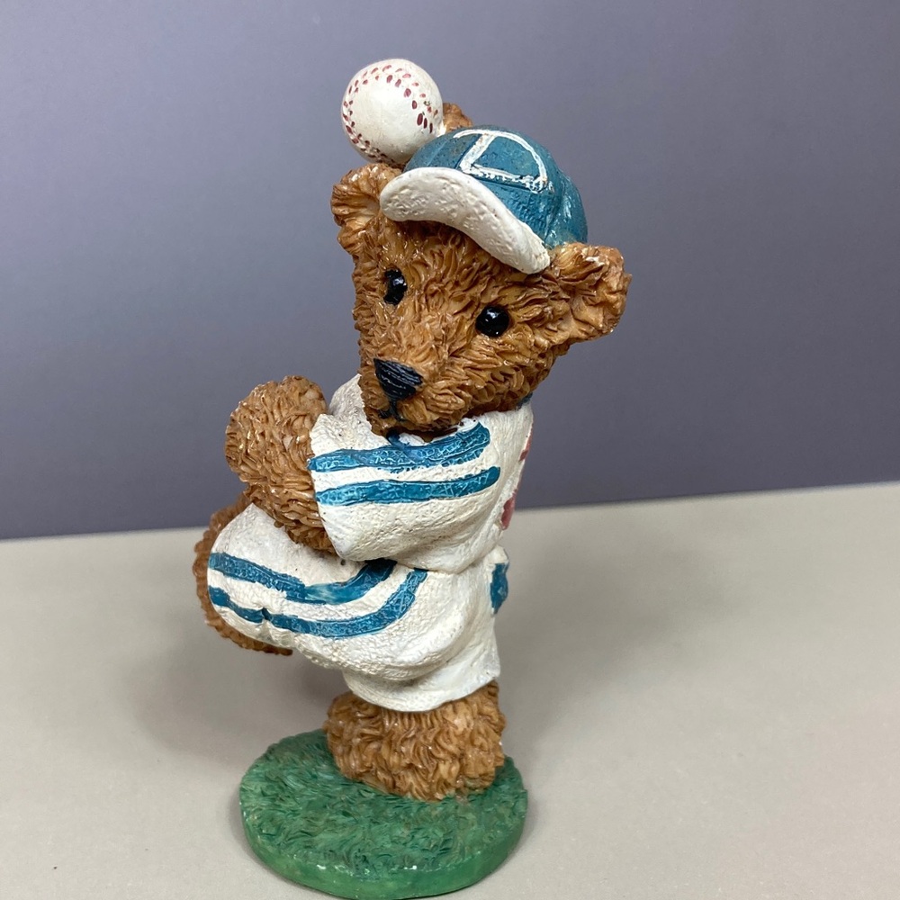 🐻📦$4.99 ship: Home Interiors KK Brown Bear Baseball Pitcher Figurines Lot of 2 - Picture 2 of 12